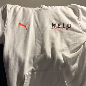 Puma White Sweatshirt with Orange and Black Accents